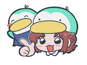 ペンちゃんとペンちゃん帽子をかぶった人のイラスト